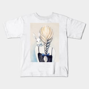 Drawing White Rabbit and Girl Kids T-Shirt